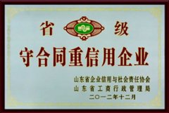 省級信用企業證書